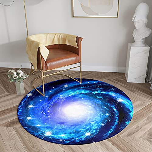 Chickwin Teppich für Wohnzimmer Rund, 3D Sternenhimmel Muster rutschfeste Teppiche Flanell Flauschig Weich Moderne Fußmatte für Schlafzimmer Kinderzimmer Küche (Funkelnde Sterne,Durchmesser 100cm) von Chickwin