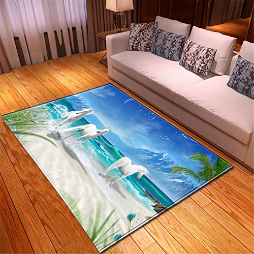Chickwin Teppiche Groß für Wohnzimmer, 3D Tier Muster Moderne Teppich Flauschig Weiche Anti Rutsch Unterseite Teppiche für Kinderzimmer Schlafzimmer Küche (60x90cm,Sandstrand) von Chickwin