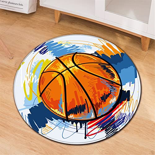 Chickwin Teppiche für Wohnzimmer Rund, Ball Muster Teppich Modern Schlafzimmer Groß Flauschig Weich rutschfest Fußmatte für Kinderzimmer oder Küche Dekoration (Graffiti,Durchmesser 100cm) von Chickwin