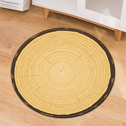 Chickwin Teppiche für Wohnzimmer Rund, Holzmaserung Muster Teppich Modern Schlafzimmer Groß Flanell Flauschig Weich rutschfest Fußmatte Waschbar für Kinderzimmer (Holzmaserung,Durchmesser 80cm) von Chickwin