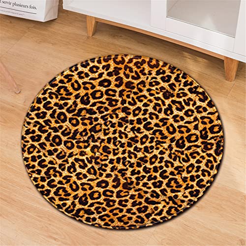 Chickwin Teppiche für Wohnzimmer Rund, Tier Drucken Teppich Modern Schlafzimmer Groß Flanell Flauschig Weich rutschfest Fußmatte Waschbar für Kinderzimmer (Leopard Muster,Durchmesser 100cm) von Chickwin