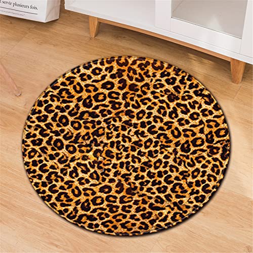 Chickwin Teppiche für Wohnzimmer Rund, Tier Drucken Teppich Modern Schlafzimmer Groß Flanell Flauschig Weich rutschfest Fußmatte Waschbar für Kinderzimmer (Leopard Muster,Durchmesser 90cm) von Chickwin