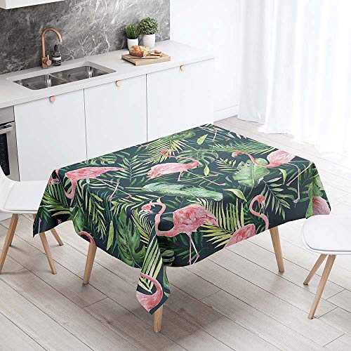 Chickwin Tischdecke Wasserdicht Abwaschbar, Tropischer Flamingo 3D-Druck Wasserabweisend Fleckschutz Rechteckig Abwischbare Wachstuch Ölfest Pflegeleicht Küchentischabdeckung (90x90cm,B) von Chickwin