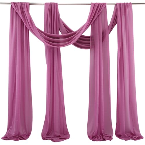 Chickwin Volltonfarbe Hochzeit Vorhang Hochzeitsbogen, 100D Chiffon Tüll Querbehang, 2PC Himmelbett Vorhänge, Stoff Transparent Voile Dekoration für Fotohintergrund Hochzeitsdeko (Dunkelrosa,70x300cm) Chickwin Volltonfarbe Hochzeit Vorhang Hochzeitsbogen, 100D Chiffon Tüll Querbehang, 2PC Himmelbett Vorhänge, Stoff Transparent Voile Dekoration für Fotohintergrund Hochzeitsdeko (Dunkelrosa,70x300cm) von Chickwin
