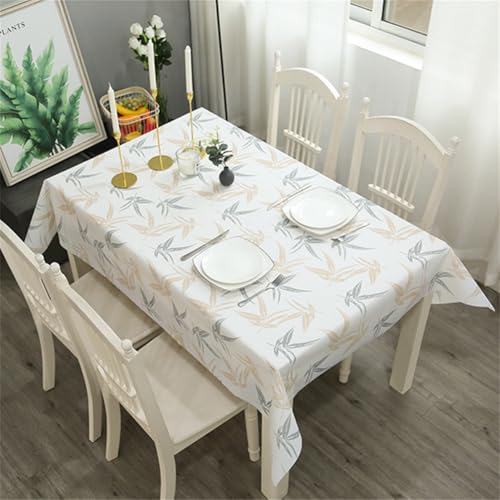 Chickwin Wachstuch Tischdecke PEVA Party Tischdecken Rechteckig Wasserdicht Ölbeständig Wachstischdecke Garten Tischdecke Abwischbar Pflegeleicht (Feine Blätter,137x180cm) von Chickwin