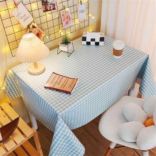 Chickwin Wachstuch Tischdecke PVC für Restaurant Küche, Rechteckig Wasserdicht Ölbeständig Wachstischdecke Abwischbar Pflegeleicht Garten Party Tischdecken (Blaues Schachbrettmuster,60x120cm) von Chickwin
