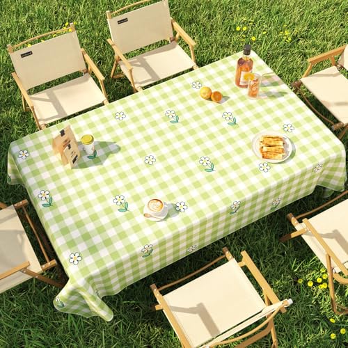 Chickwin Wachstuch Tischdecke PVC für Restaurant Küche, Rechteckig Wasserdicht Ölbeständig Wachstischdecke Abwischbar Pflegeleicht Garten Party Tischdecken (Blumenkaromuster,90x140cm) von Chickwin