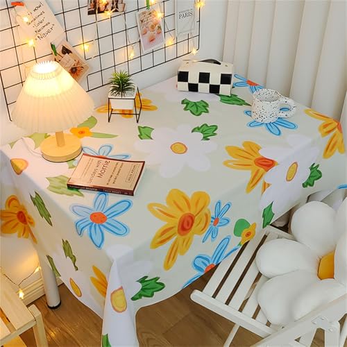Chickwin Wachstuch Tischdecke PVC für Restaurant Küche, Rechteckig Wasserdicht Ölbeständig Wachstischdecke Abwischbar Pflegeleicht Garten Party Tischdecken (Bunte Blumen,80x120cm) von Chickwin