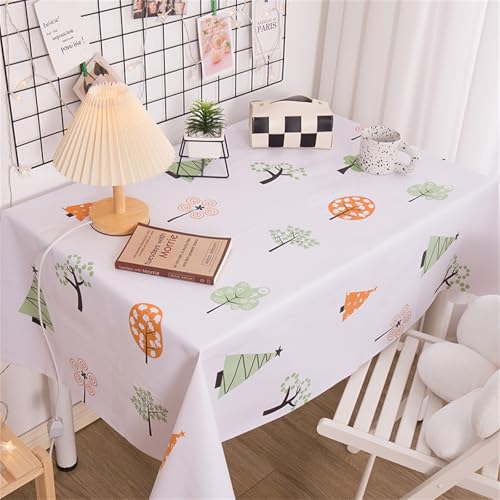 Chickwin Wachstuch Tischdecke PVC für Restaurant Küche, Rechteckig Wasserdicht Ölbeständig Wachstischdecke Abwischbar Pflegeleicht Garten Party Tischdecken (Bunter Baum,90x140cm) von Chickwin
