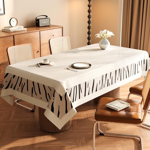 Chickwin Wachstuch Tischdecke PVC für Restaurant Küche, Rechteckig Wasserdicht Ölbeständig Wachstischdecke Abwischbar Pflegeleicht Garten Party Tischdecken (Edle Struktur E,90x140cm) von Chickwin