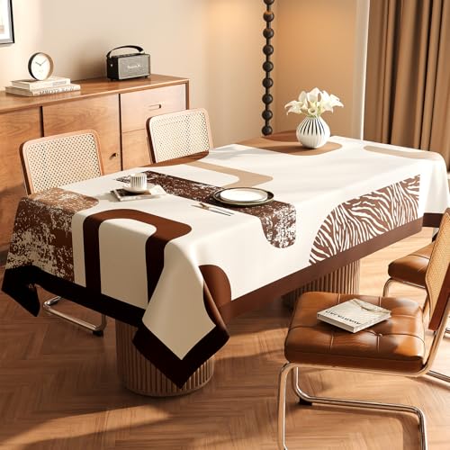 Chickwin Wachstuch Tischdecke PVC für Restaurant Küche, Rechteckig Wasserdicht Ölbeständig Wachstischdecke Abwischbar Pflegeleicht Garten Party Tischdecken (Edle Struktur F,120x120cm) von Chickwin