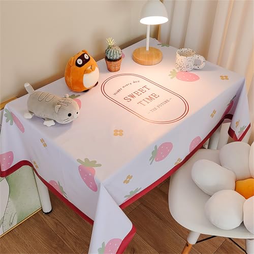 Chickwin Wachstuch Tischdecke PVC für Restaurant Küche, Rechteckig Wasserdicht Ölbeständig Wachstischdecke Abwischbar Pflegeleicht Garten Party Tischdecken (Erdbeer-Stil,140x140cm) von Chickwin