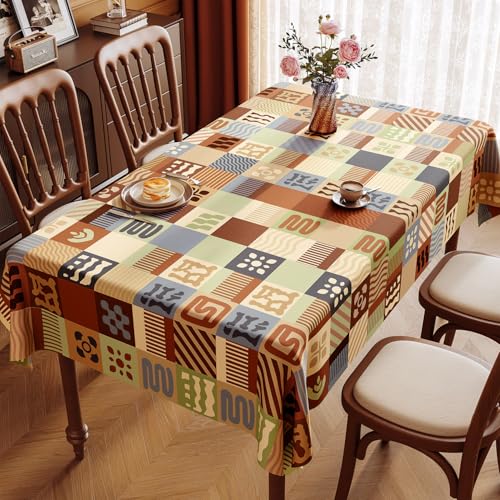 Chickwin Wachstuch Tischdecke PVC für Restaurant Küche, Rechteckig Wasserdicht Ölbeständig Wachstischdecke Abwischbar Pflegeleicht Garten Party Tischdecken (Farbenfrohes Nordisches B,140x140cm) von Chickwin