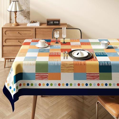 Chickwin Wachstuch Tischdecke PVC für Restaurant Küche, Rechteckig Wasserdicht Ölbeständig Wachstischdecke Abwischbar Pflegeleicht Garten Party Tischdecken (Farbige Linien D,120x180cm) von Chickwin