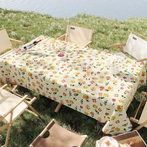 Chickwin Wachstuch Tischdecke PVC für Restaurant Küche, Rechteckig Wasserdicht Ölbeständig Wachstischdecke Abwischbar Pflegeleicht Garten Party Tischdecken (Garten-Stil,80x120cm) von Chickwin