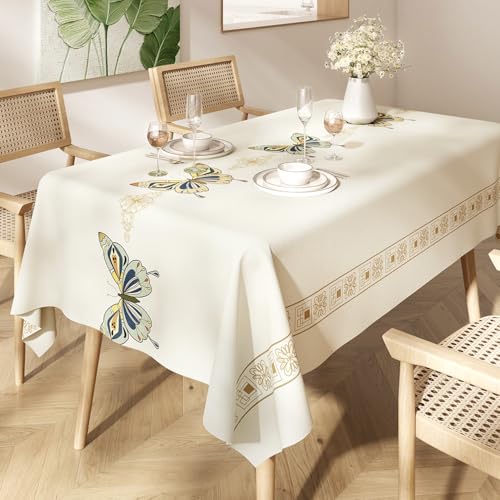 Chickwin Wachstuch Tischdecke PVC für Restaurant Küche, Rechteckig Wasserdicht Ölbeständig Wachstischdecke Abwischbar Pflegeleicht Garten Party Tischdecken (Moderner Stil G,140x200cm) von Chickwin