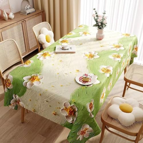 Chickwin Wachstuch Tischdecke PVC für Restaurant Küche, Rechteckig Wasserdicht Ölbeständig Wachstischdecke Abwischbar Pflegeleicht Garten Party Tischdecken (Ölgemälde Blumen D,140x200cm) von Chickwin