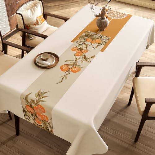 Chickwin Wachstuch Tischdecke PVC für Restaurant Küche, Rechteckig Wasserdicht Ölbeständig Wachstischdecke Abwischbar Pflegeleicht Garten Party Tischdecken (Persimmon,140x180cm) von Chickwin