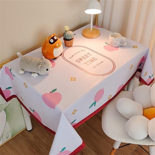 Chickwin Wachstuch Tischdecke PVC für Restaurant Küche, Rechteckig Wasserdicht Ölbeständig Wachstischdecke Abwischbar Pflegeleicht Garten Party Tischdecken (Pfirsich-Stil,120x180cm) von Chickwin