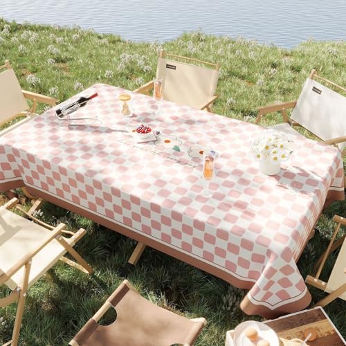 Chickwin Wachstuch Tischdecke PVC für Restaurant Küche, Rechteckig Wasserdicht Ölbeständig Wachstischdecke Abwischbar Pflegeleicht Garten Party Tischdecken (Rosa-Stil,80x120cm) von Chickwin