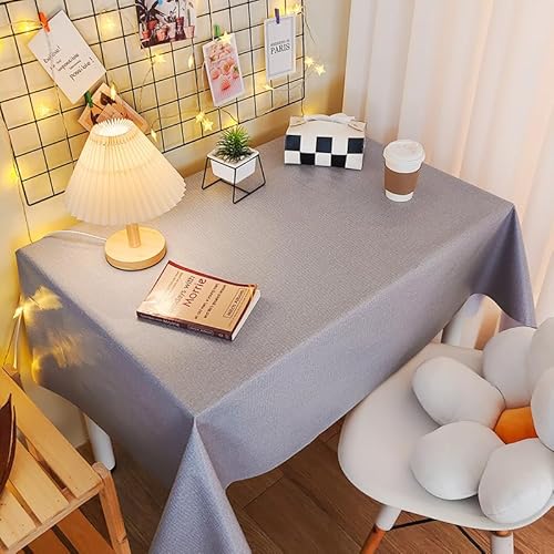Chickwin Wachstuch Tischdecke PVC für Restaurant Küche, Rechteckig Wasserdicht Ölbeständig Wachstischdecke Abwischbar Pflegeleicht Garten Party Tischdecken (Schlichtes Grau,90x140cm) von Chickwin