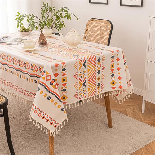 Chickwin Wachstuch Tischdecke für Restaurant Küche, Baumwolle Leinen Rechteckig Wasserdicht Ölbeständig Wachstischdecke Pflegeleicht Garten Party Tischdecken (Geometrie B,120x120cm) von Chickwin