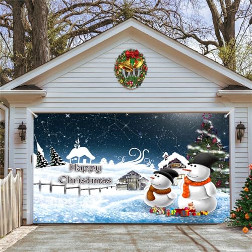 Chickwin Weihnachten Urlaub Garagentor Banner Abdeckung, Große Größe Xmas Frohe Weihnachten Stern Dekorationen für Happy New Year Outdoor Hintergrund Fotorequisiten (150x200cm,Weißer Schnee) von Chickwin