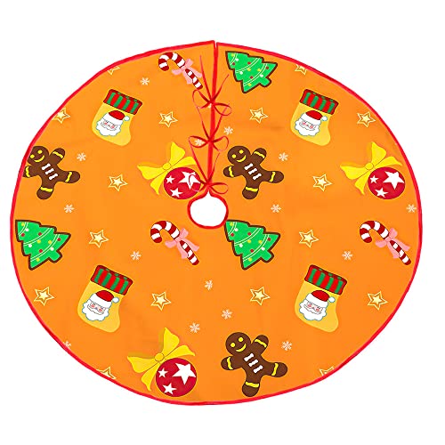 Chickwin Weihnachtsbaum Decke, Christbaumdecke Schneeflocken Weihnachtsbaum Röcke Weihnachtsbaum Matte, für Weihnachtsdeko, Weihnachtsbaum Tannenbaum Deko (Orange-Gelb,90cm) von Chickwin