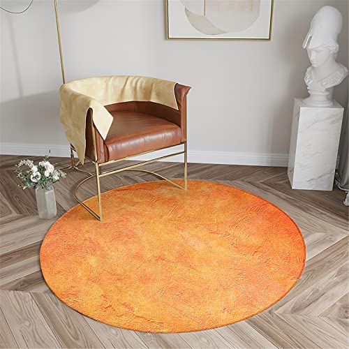 Chickwin Wohnzimmer Teppich Rund, Einfach Stil Rutschfester Teppich Moderne Flanell Flauschig Weich Groß Teppiche Fußmatte für Schlafzimmer Küche Dekoration (Durchmesser 100cm,Orange) von Chickwin