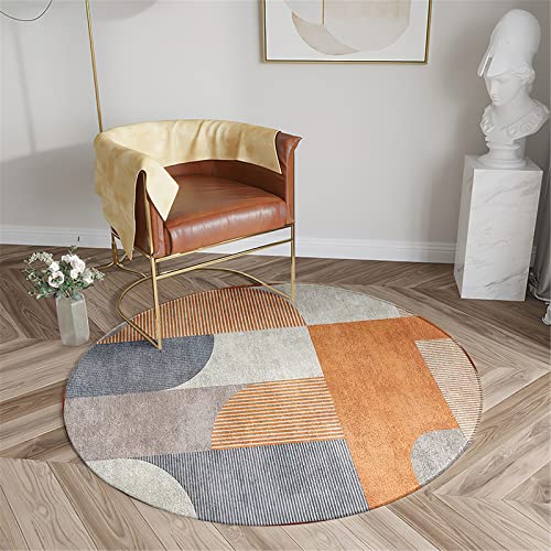 Chickwin Wohnzimmer Teppich Rund, Einfach Stil Rutschfester Teppich Moderne Flanell Flauschig Weich Groß Teppiche Fußmatte für Schlafzimmer Küche Dekoration (Durchmesser 60cm,Einfach Stil) von Chickwin