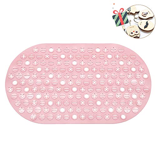 Chickwin Einfarbig Badezimmer Duschmatten Dusche rutschfest, Symbol Badematte Rutschmatte Duscheinlage für Badezimmer Antibakteriell mit Saugnäpfe Anti-Rutsch-Badewanneneinlage (69x35cm,Hell-Pink) von Chickwin