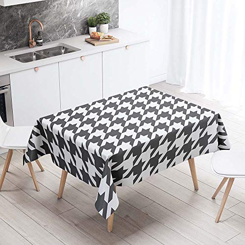 Tischdecke Abwaschbar, Chickw1 Geometrisches Gittermuster Wasserdicht Polyester Rechteckig Fleckschutz Ölfest Abwaschbar Pflegeleicht Mehrzweck Gartentischdecke (Hahnentritt,140x260cm) von Chickwin