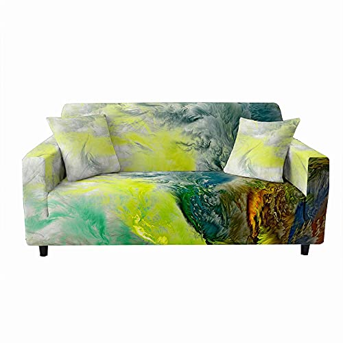 3D Abstrakt Wolke Drucken Sofa Überwürfe Sofabezug Mit Armlehnen, Chickwin 1/2/3/4 Sitzer Färben Elastisch Polyester Weich Abwaschbar Couch Sofaüberwurf (Gras-Grün,1 Sitzer) von Chickwing