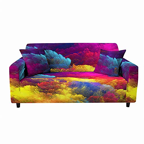 3D Abstrakt Wolke Drucken Sofa Überwürfe Sofabezug Mit Armlehnen, Chickwin 1/2/3/4 Sitzer Färben Elastisch Polyester Weich Abwaschbar Couch Sofaüberwurf (Rot,3 Sitzer) von Chickwing