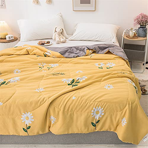 Blatt Tagesdecke Bettüberwurf Gesteppt, Chickwin Blume Tagesdecke Schlafzimmer Steppdecke Decke Überwurf Wohnzimmer Sofaüberwurf für Einzelbett Doppelbett (Gelbes Gänseblümchen,150x200cm) von Chickwing