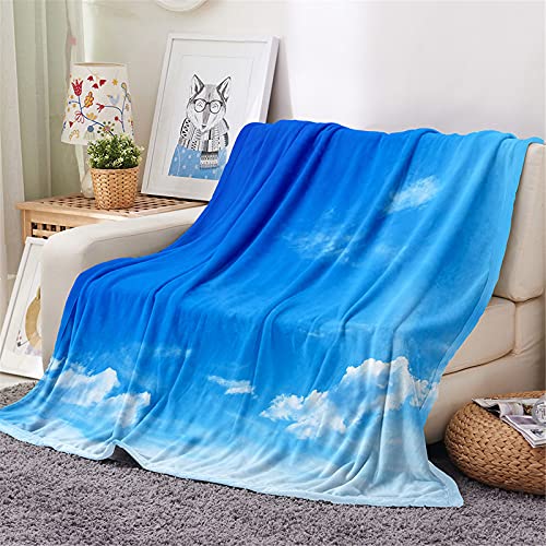 Chickw1 Flanelldecke Kuscheldecke, Blauer Himmel Super Soft Weiche Wohndecke Warm Flauschige Decke TV-Decke Mikrofaserdecke Sofadecke oder Bettüberwurf Tagesdecke (Hellblau,160x200cm) von Chickwing