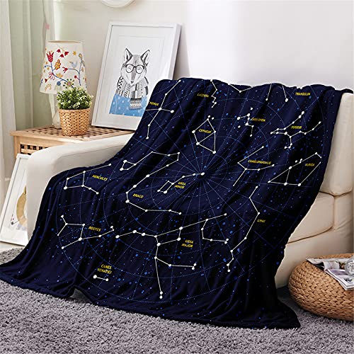 Chickw1 Kuscheldecke Flanell, 3D Sternenhimmel Drucken Flanelldecke Wohndecke Warm Decke Flauschige TV-Decke Mikrofaserdecke Bettüberwurf Tagesdecke Sofadecke (160x200cm,Konstellation) von Chickwing
