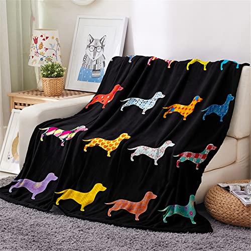 Chickw1 Kuscheldecke Flauschige Flanelldecke, 3D Hunde Druck Wohndecke Weiche Warm Decke TV-Decke Mikrofaserdecke Sofadecke oder Bettüberwurf Tagesdecke Geschenk (Geometrie Dackel,180x240cm) von Chickwing