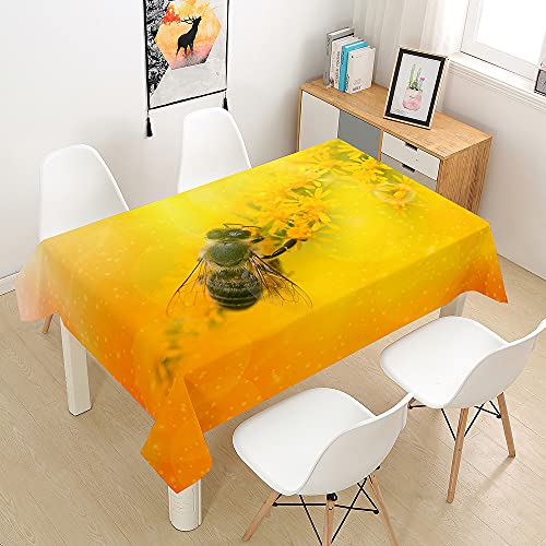 Chickw1 Rechteckig Tischdecke Abwaschbar Wasserdicht aus Polyester Lotuseffekt Pflegeleicht Blume Pflanze Biene Bedruckte Tischtuch für Home Küche Garten (Osmanthus,140x240cm) von Chickwing