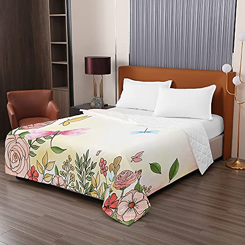 Chickw1 Tagesdecken Bettüberwurf, 3D Libelle Drucken Sommer Tagesdecke mit Prägemuster Wohndecke aus Mikrofaser Bettdecke für Einzelbett Doppelbett oder Kinder (Pinke Rose,230x280cm) von Chickwing