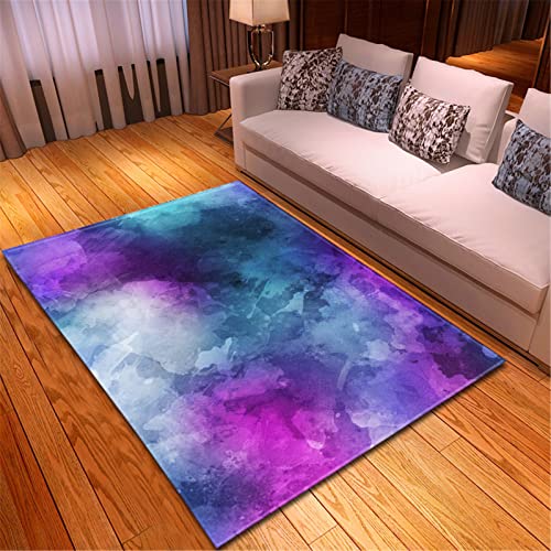 Chickw1 Teppich Wohnzimmer Moderne 3D Aquarell Muster, Weiche Flauschig Antirutschunterlage Kurzflor Fläche Teppiche für Kinderzimmer Schlafzimmer Outdoor Küche Schlafzimmer (Violett,80x120cm) von Chickwing