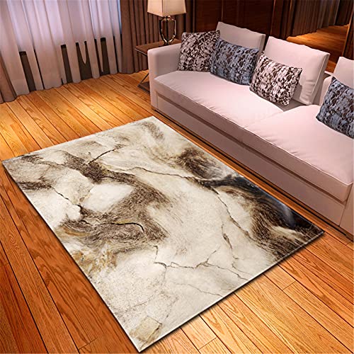 Chickw1 Teppich Wohnzimmer Moderne 3D Marmor Muster, Weiche Flauschig Antirutschunterlage Kurzflor Fläche Teppiche für Kinderzimmer Schlafzimmer Outdoor Küche (Brauner Marmor,120x160cm) von Chickwing