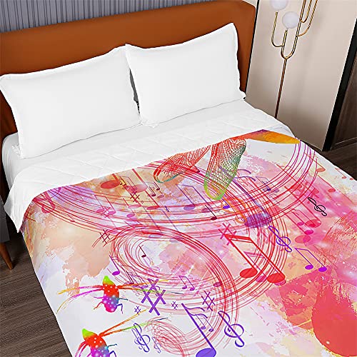 Chickwin Bettüberwurf Tagesdecke, 3D Libelle Drucken Tagesdecken Sommer Bettüberwürfe mit Prägemuster Wohndecke Mikrofaser Bettdecke für Einzelbett Doppelbett (Musik Note,100x150cm) von Chickwing