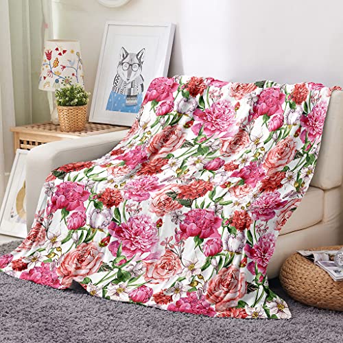 Chickw1 Flanelldecke Kuscheldecke, Blumen Super Soft Weiche Wohndecke Warm Flauschige Decke TV-Decke Mikrofaserdecke Sofadecke oder Bettüberwurf Tagesdecke (Blumen,100x150cm) von Chickwing