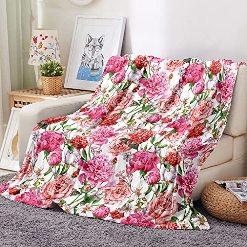 Chickwin Flanelldecke Kuscheldecke, Blumen Super Soft Weiche Wohndecke Warm Flauschige Decke TV-Decke Mikrofaserdecke Sofadecke oder Bettüberwurf Tagesdecke (Blumen,100x150cm) von Chickwing