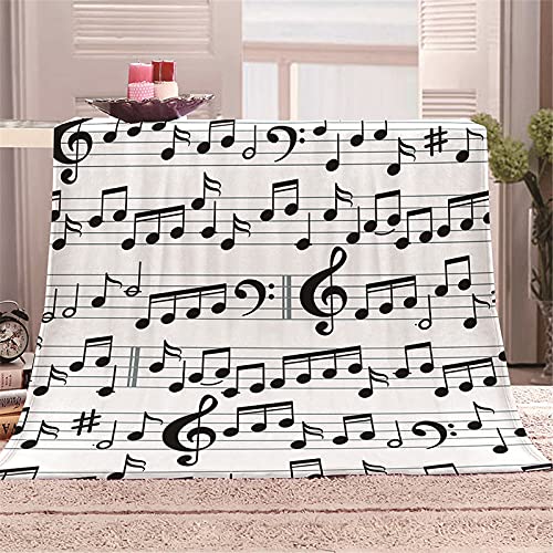 Chickw1 Flanelldecke Kuscheldecke, Musik Note Super Soft Weiche Wohndecke Warm Flauschige Decke TV-Decke Mikrofaserdecke Sofadecke oder Bettüberwurf Tagesdecke (160x200cm,Noten) von Chickwing