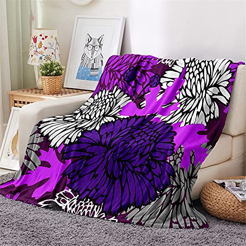 Chickwin Kuscheldecke Flauschige Flanelldecke, 3D Blumen Druck Wohndecke Weiche Warm Decke TV-Decke Mikrofaserdecke Sofadecke oder Bettüberwurf Tagesdecke Geschenk (Blütentraube,180x240cm) von Chickwing