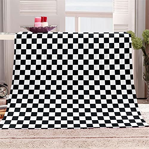 Chickwin Kuscheldecke Flauschige Flanelldecke, 3D Geometrie Druck Wohndecke Weiche Warm Decke TV-Decke Mikrofaserdecke Sofadecke oder Bettüberwurf Tagesdecke Geschenk (Schachbrett,180x240cm) von Chickwing