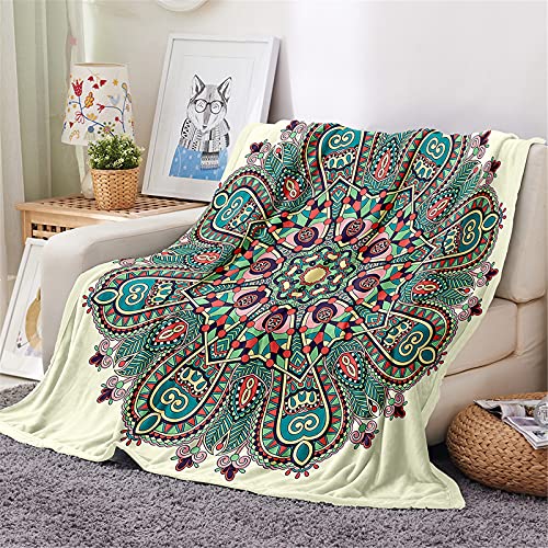 Chickwin Kuscheldecke Flauschige Flanelldecke, 3D Mandala Drucken Wohndecke Weiche Warm Decke TV-Decke Mikrofaserdecke Sofadecke oder Bettüberwurf Tagesdecke Geschenk (Türkis exotisch,160x200cm) von Chickwing