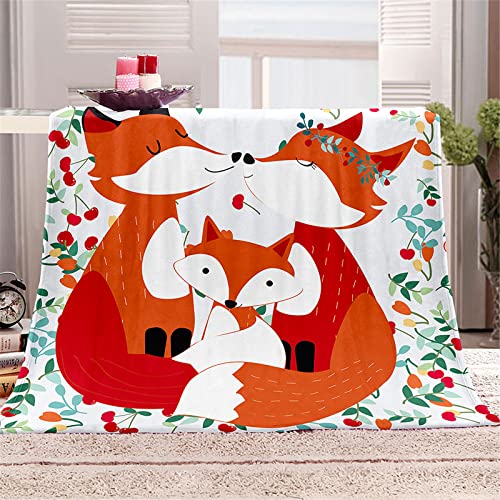 Chickwin Kuscheldecke Flauschige Flanelldecke, 3D Tier Druck Wohndecke Weiche Warm Decke TV-Decke Mikrofaserdecke Sofadecke oder Bettüberwurf Tagesdecke Geschenk (180x200cm,Kirsch Fuchs) von Chickwing